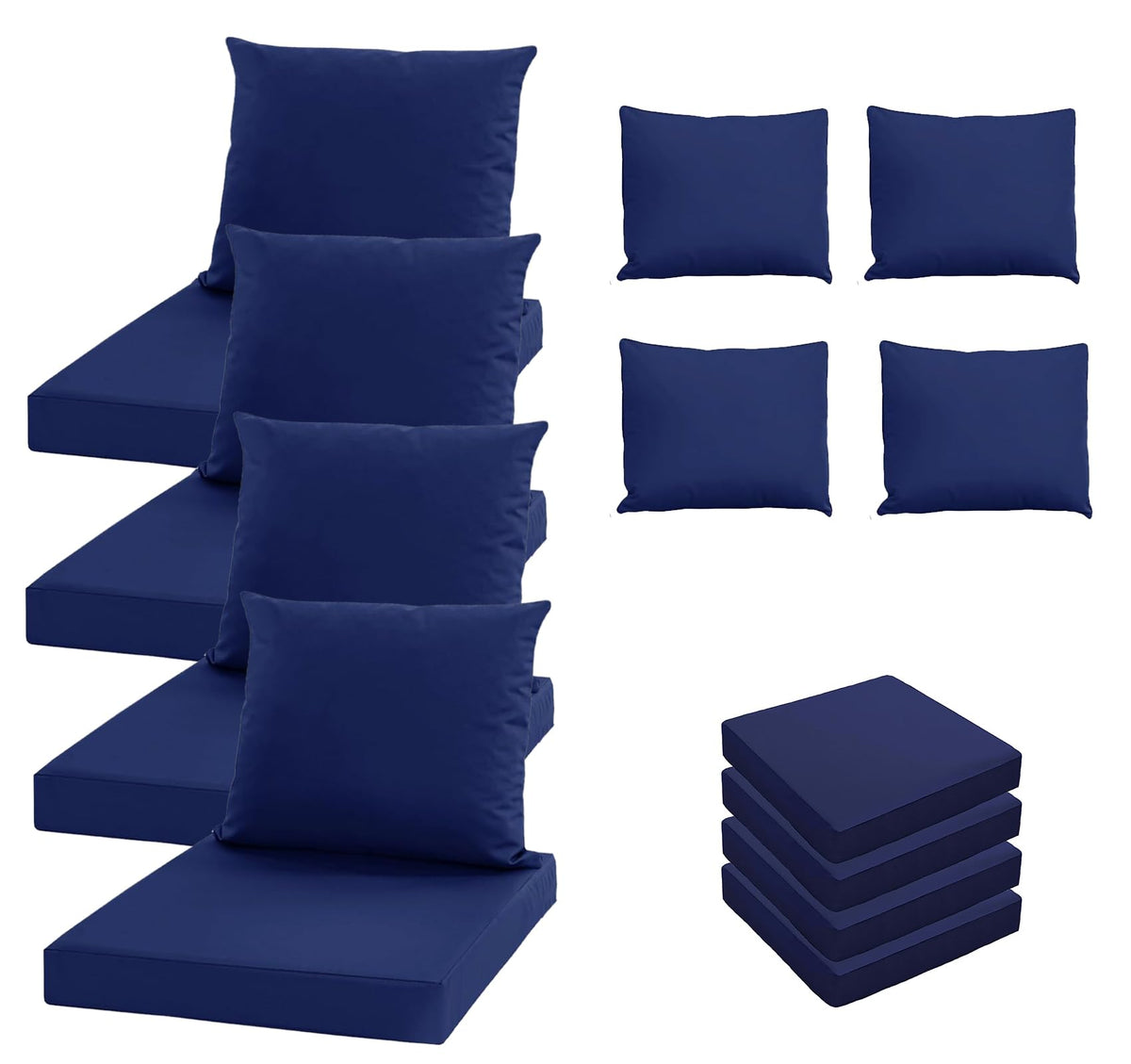 Oslimea front view of four blue cushion covers showing refreshed patio style