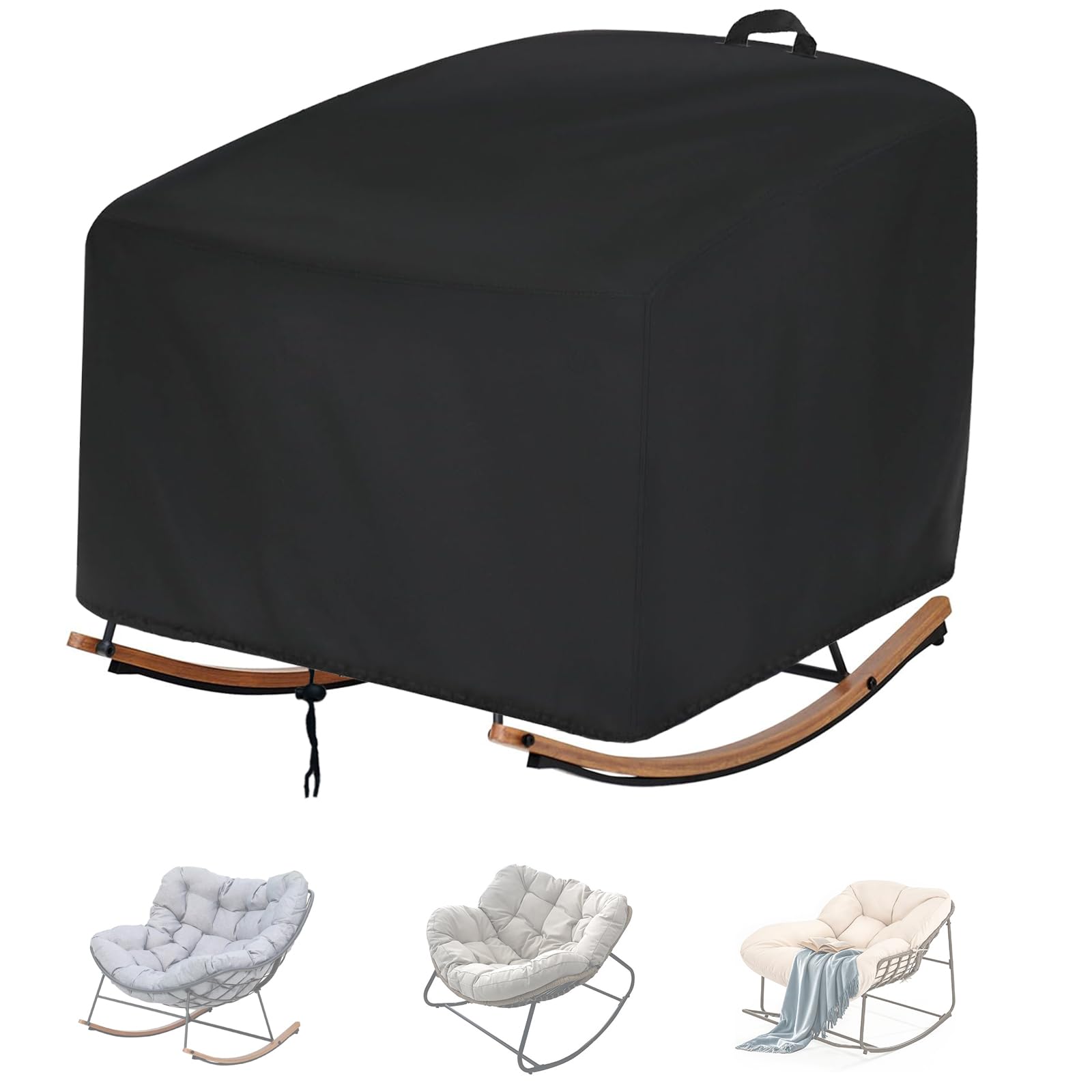 Oslimea front view of covered papasan chair protecting from weather