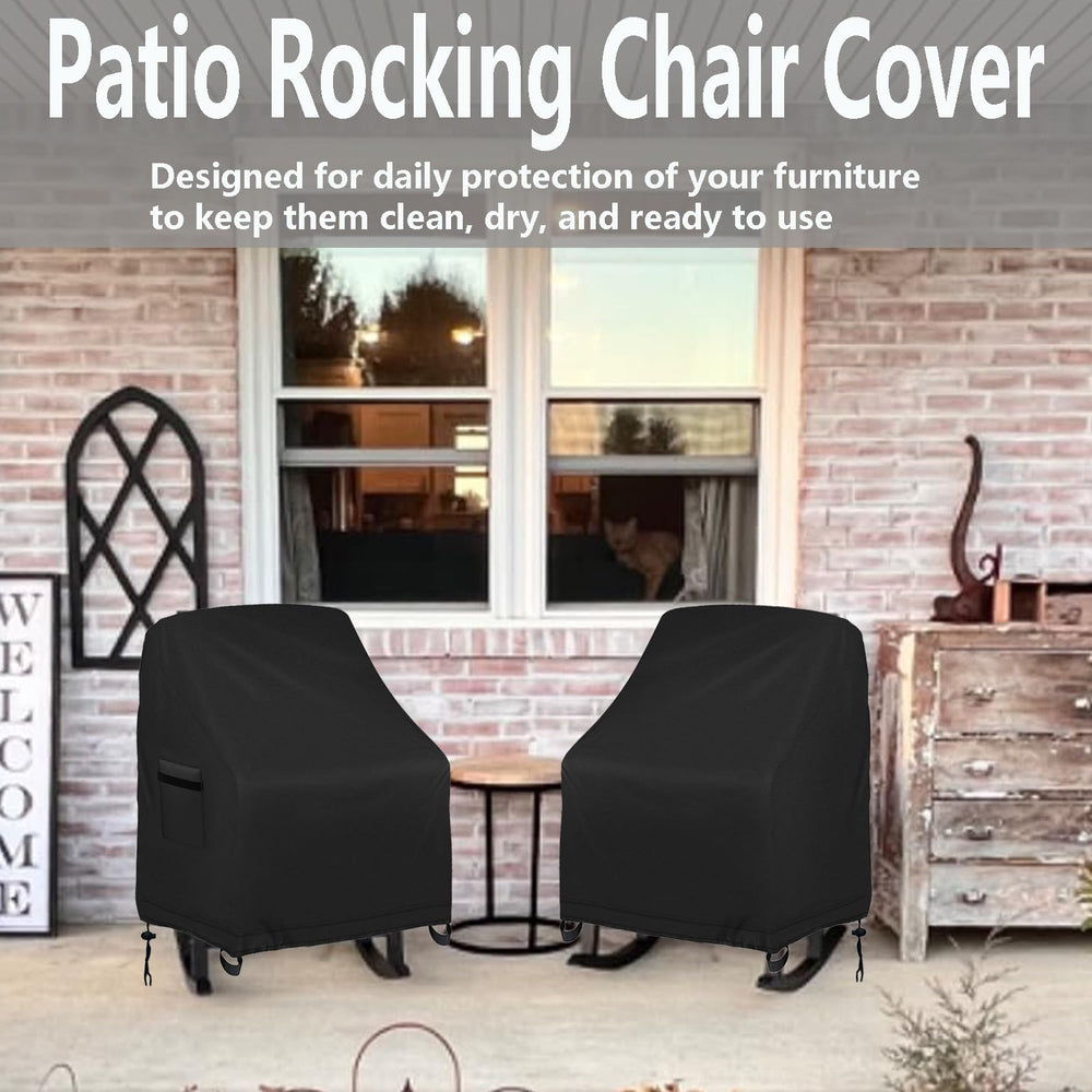 Oslimea patio setting with two covered chairs protecting outdoors