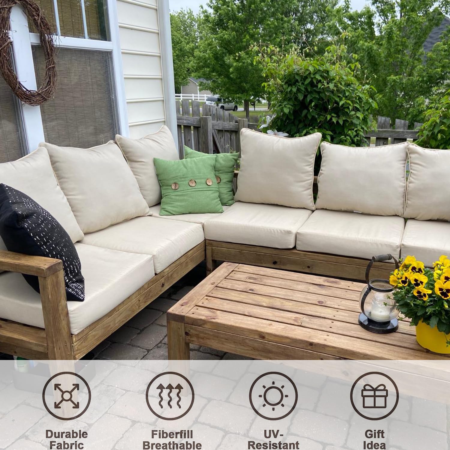 Oslimea lifestyle porch scene showing cohesive neutral outdoor decor
