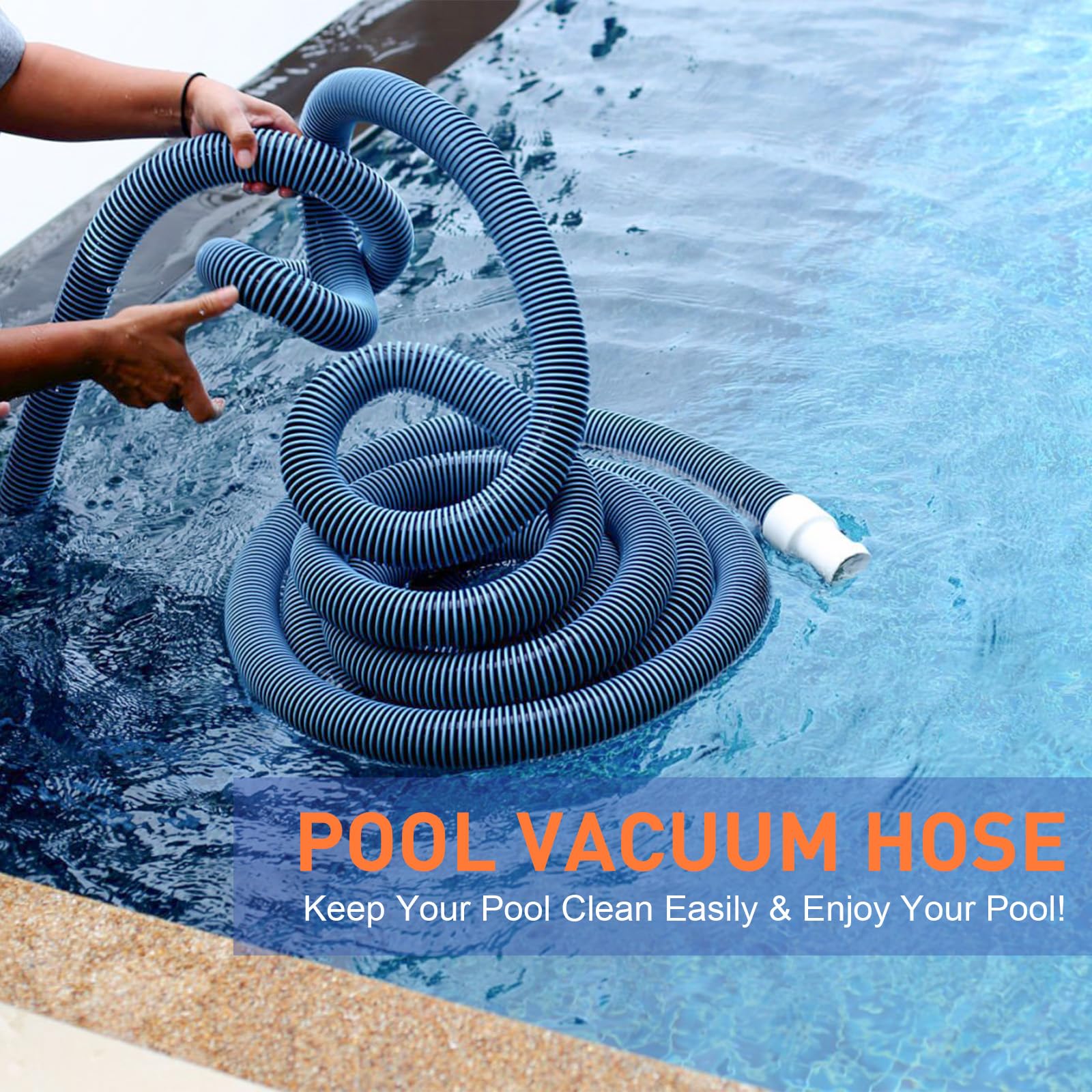 OSMOFUZE hose inserted into pool skimmer demonstrating easy hookup and steady suction
