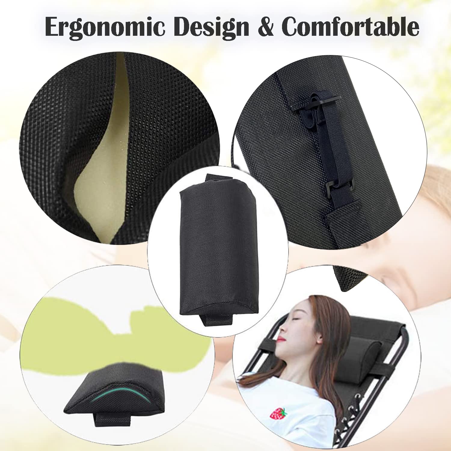 Ostlttyn pillow attached to a zero gravity chair providing improved head support