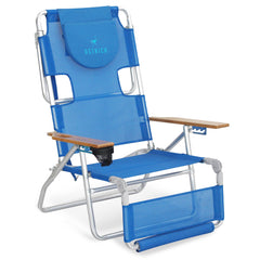 Ostrich front view blue chair showing full seating and portable design benefit