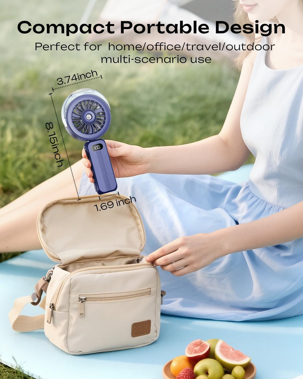 Otlonpe fan USB-C charging port for fast, convenient recharging