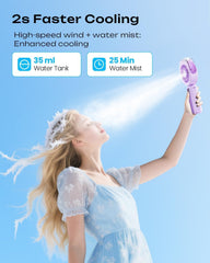 Otlonpe folded portable fan beside a water bottle showing travel-friendly size