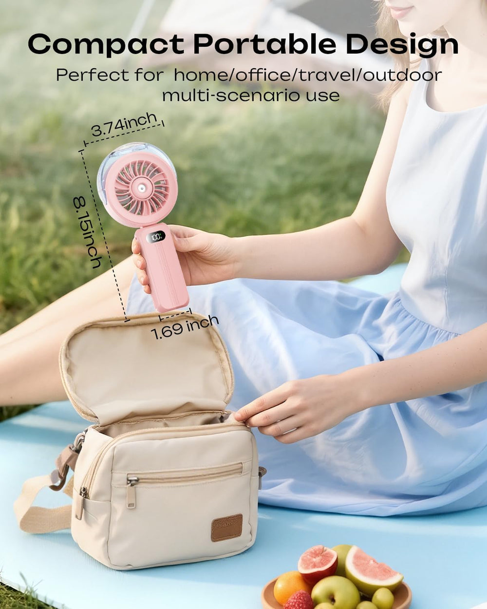 Otlonpe on desk in desktop mode providing hands-free personal cooling