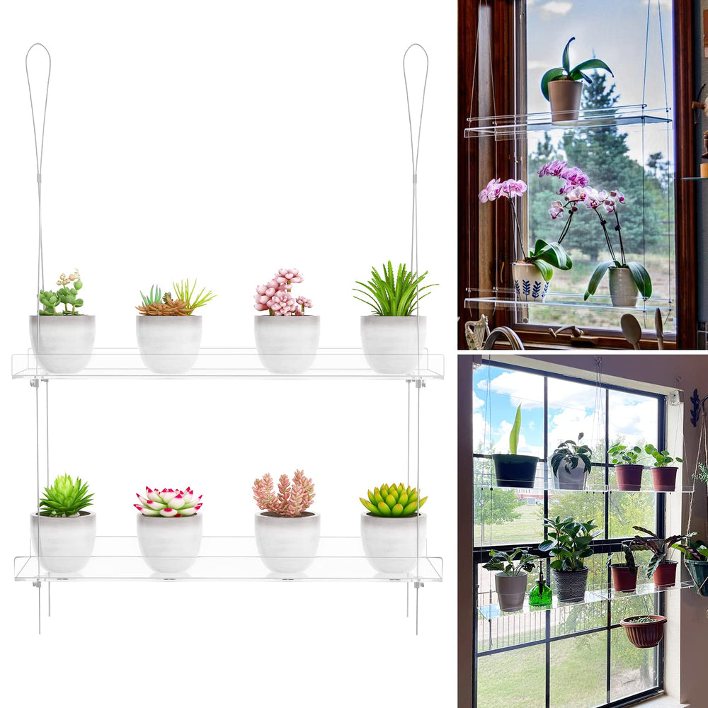 OtNiap shelf loaded with pots in sunny window showing more light for plants benefit