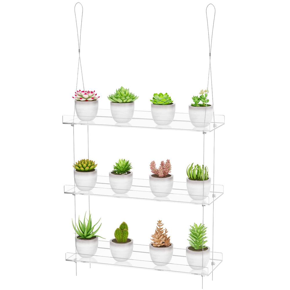 OtNiap hanging shelves in bright window adding sunlight access and space-saving benefit