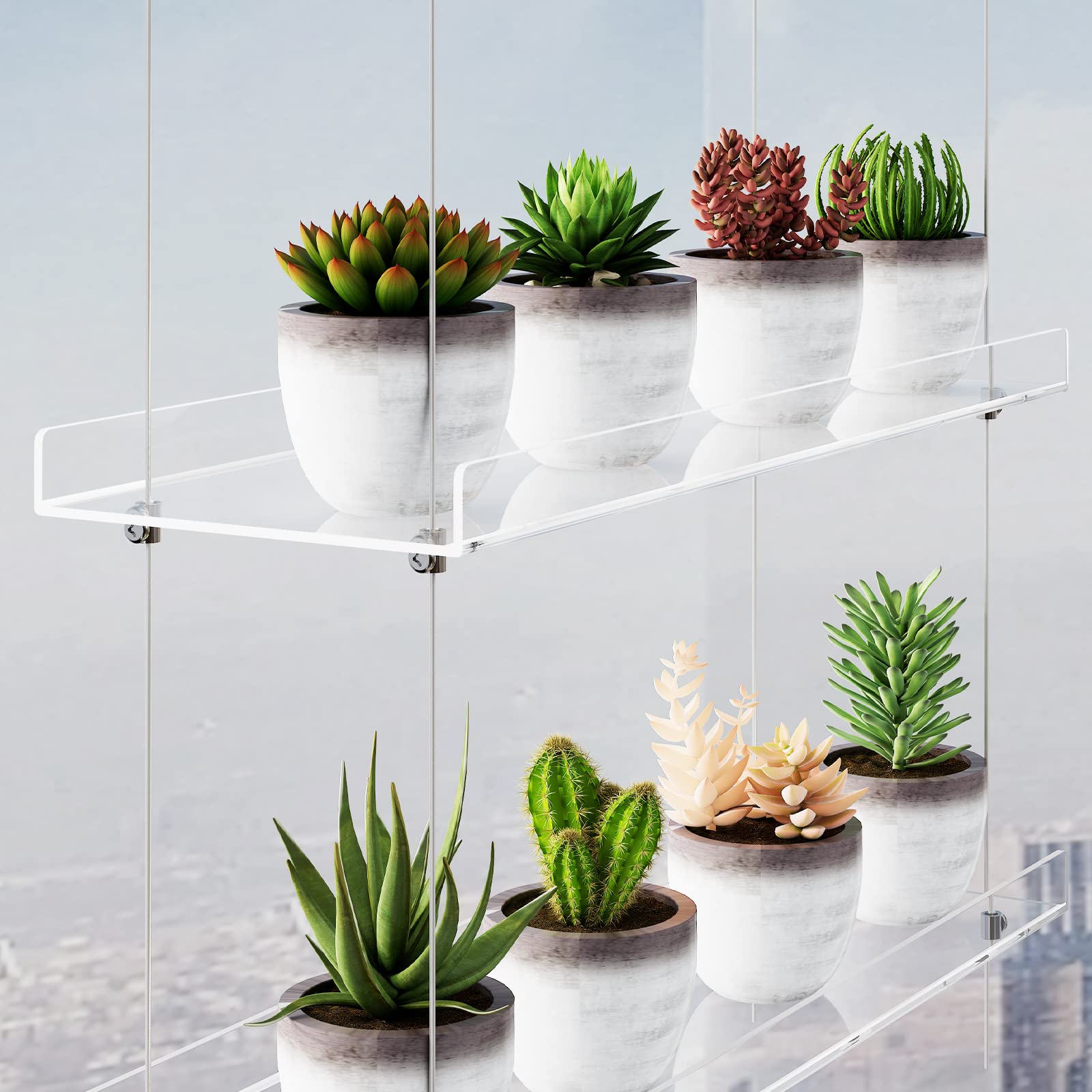 OtNiap top-tier with small pots demonstrating visible foliage and optimal light exposure