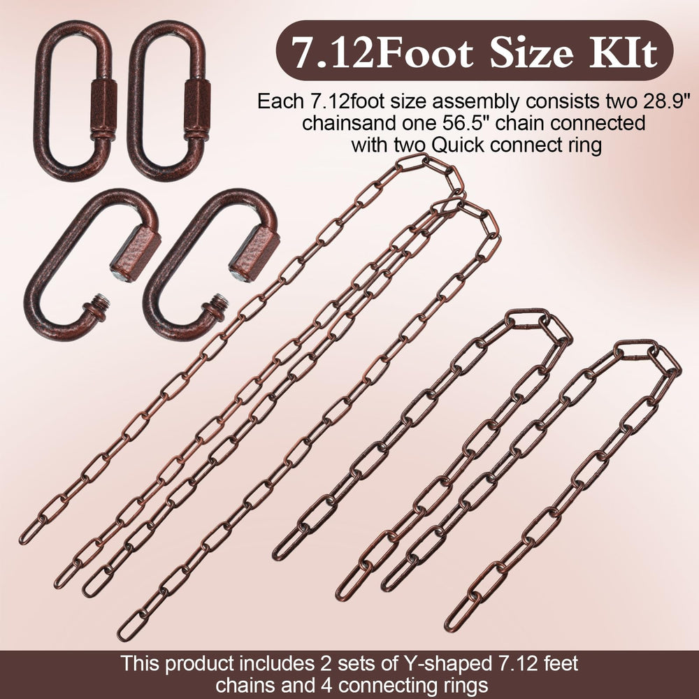 Otoolling chains side-by-side showing length options for flexible mounting