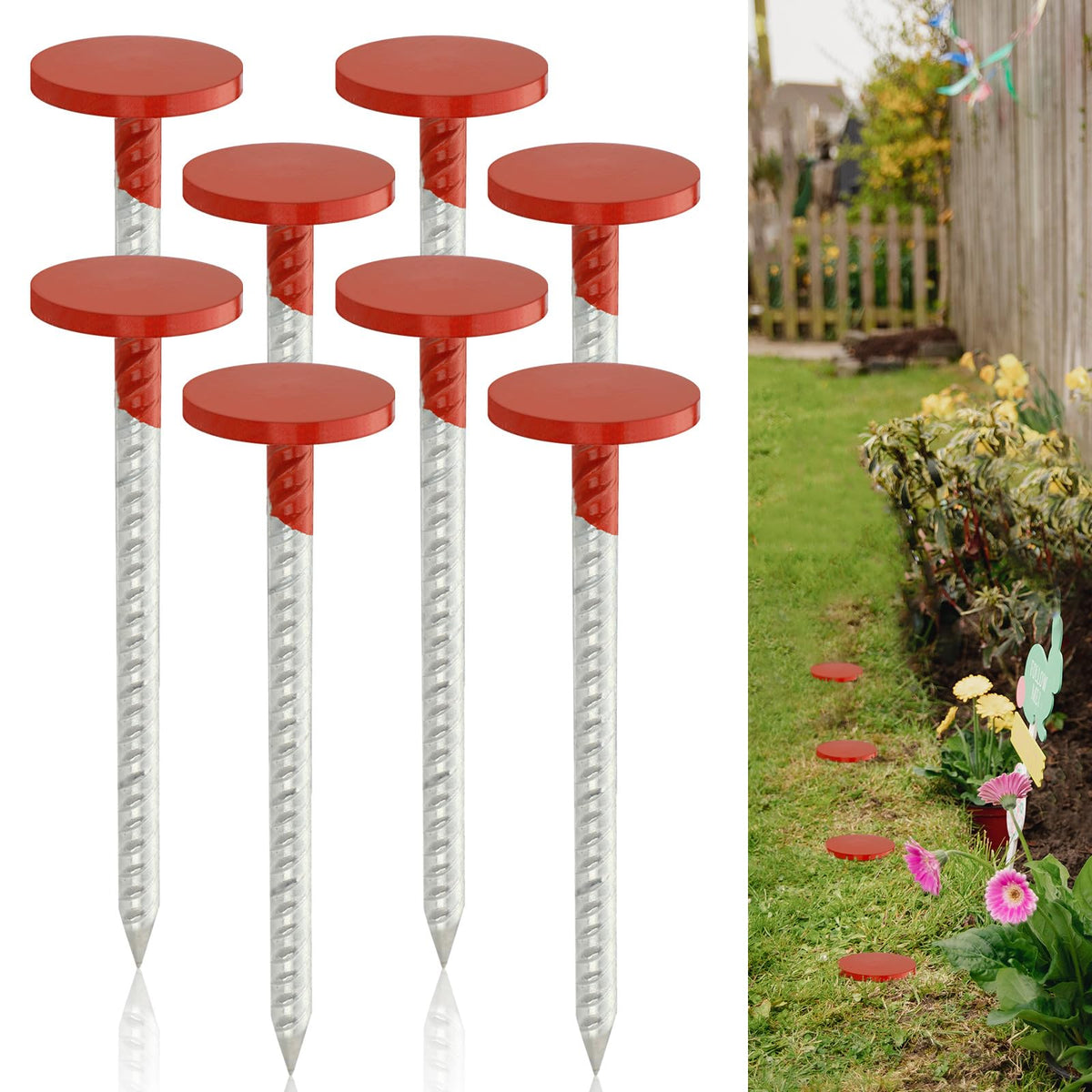 Otoolling 8-pack front view showing orange stakes for easy site identification