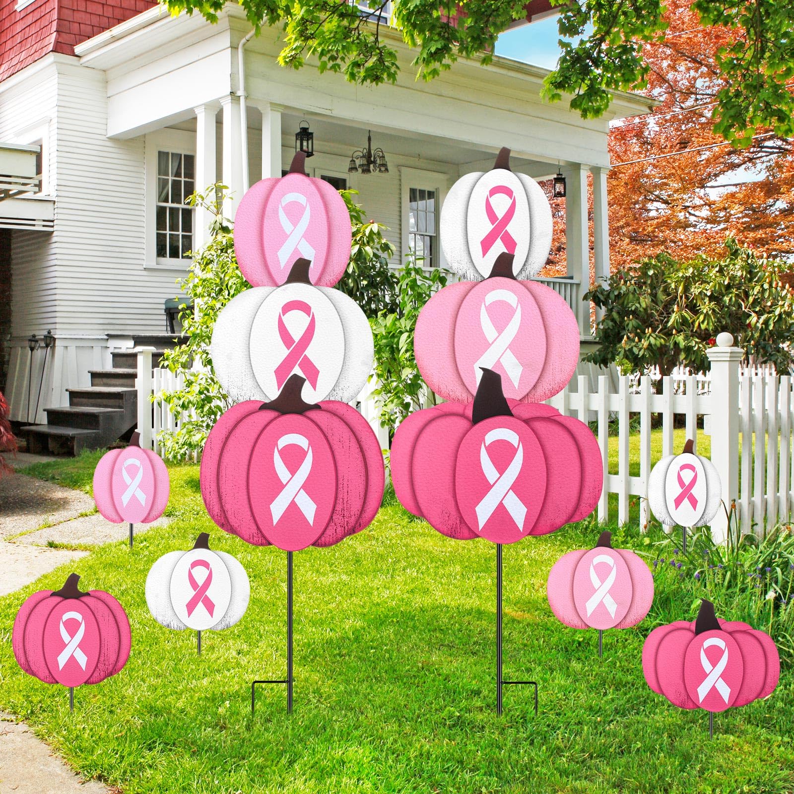 Otoolling lawn display along garden pathway conveying supportive message