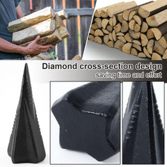 Otoolling wedge in use splitting a log with a hammer showing efficient manual firewood production