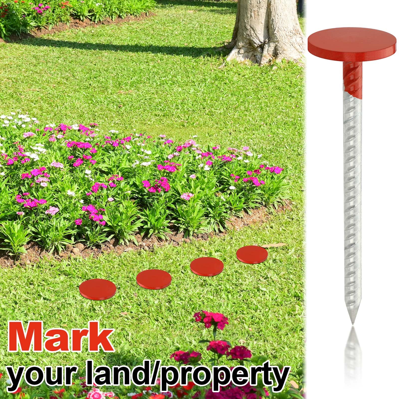Otoolling stakes installed in grass showing high visibility for layout accuracy