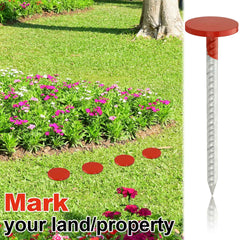 Otoolling stakes installed in grass showing high visibility for layout accuracy