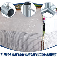 Otoolling fittings installed on a batting cage frame showing quick, stable assembly