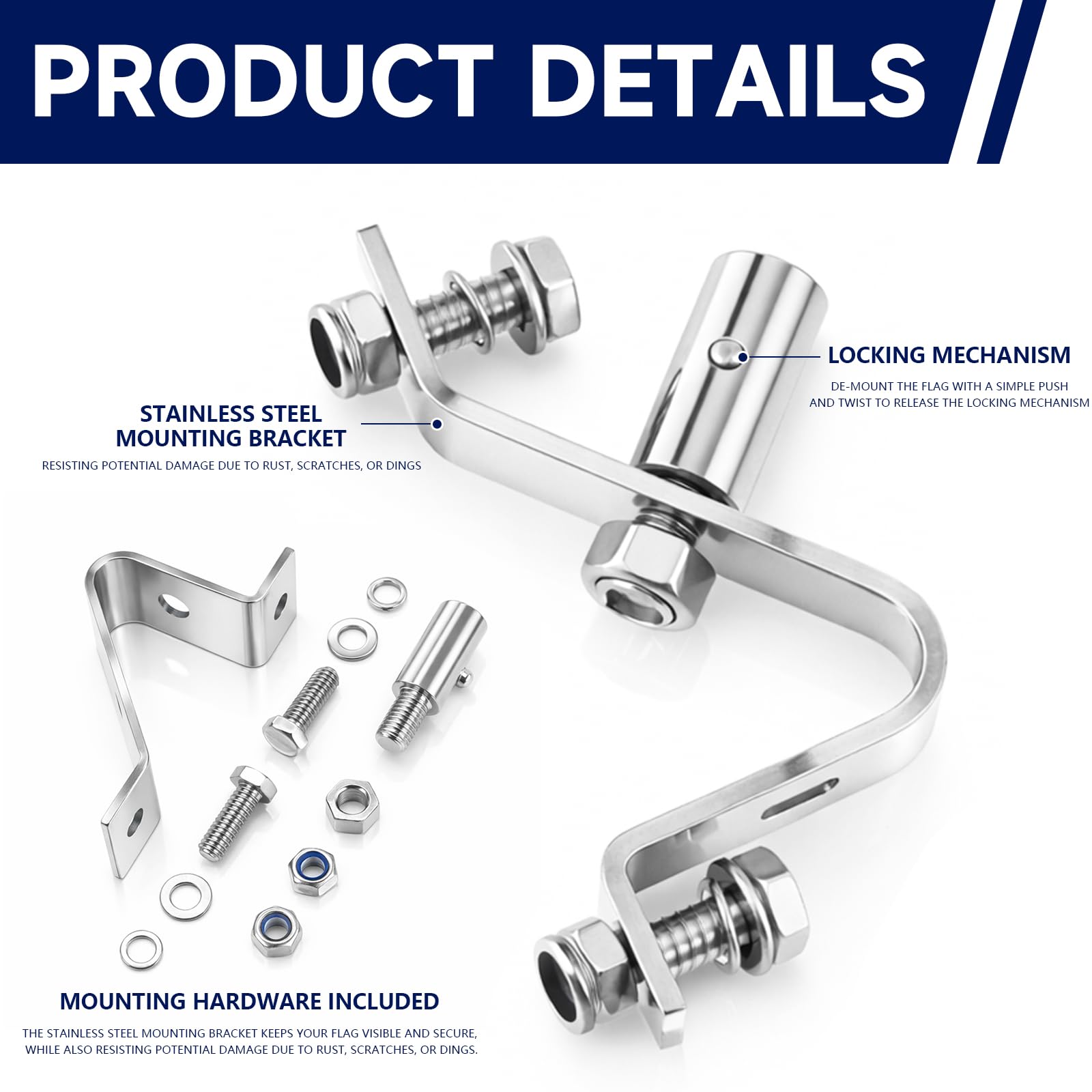 Otoolling mounted on truck frame demonstrating secure flag attachment