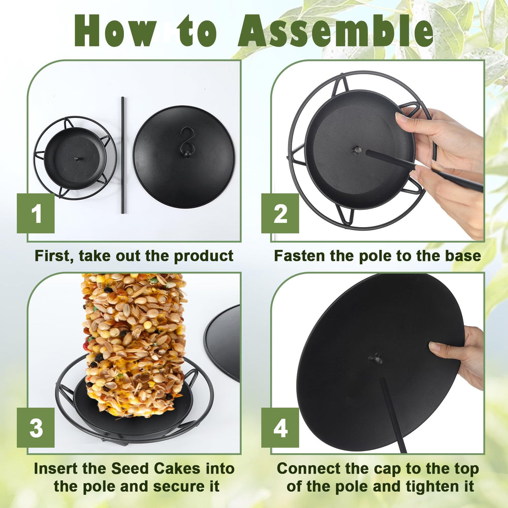 Otoolling detail of seed cake inside feeder showing secure fit and simple refill