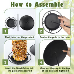 Otoolling detail of seed cake inside feeder showing secure fit and simple refill