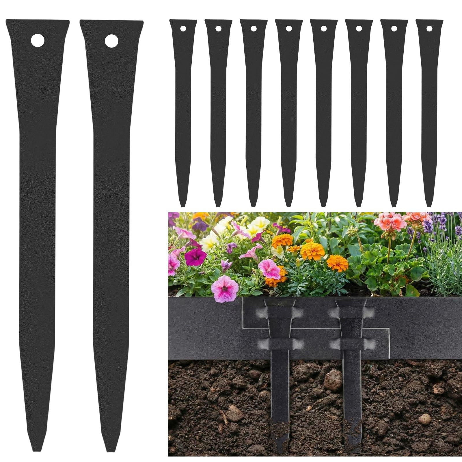 Otoolling front view of 12-inch stakes showing pack and sturdy construction benefit