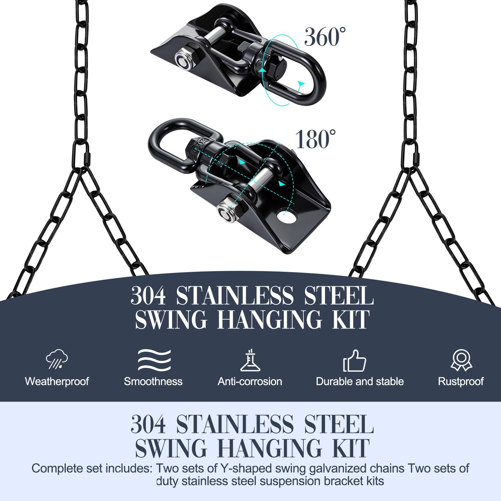 Otoolling swivel hanger detail showing 304 stainless steel for smooth rotation