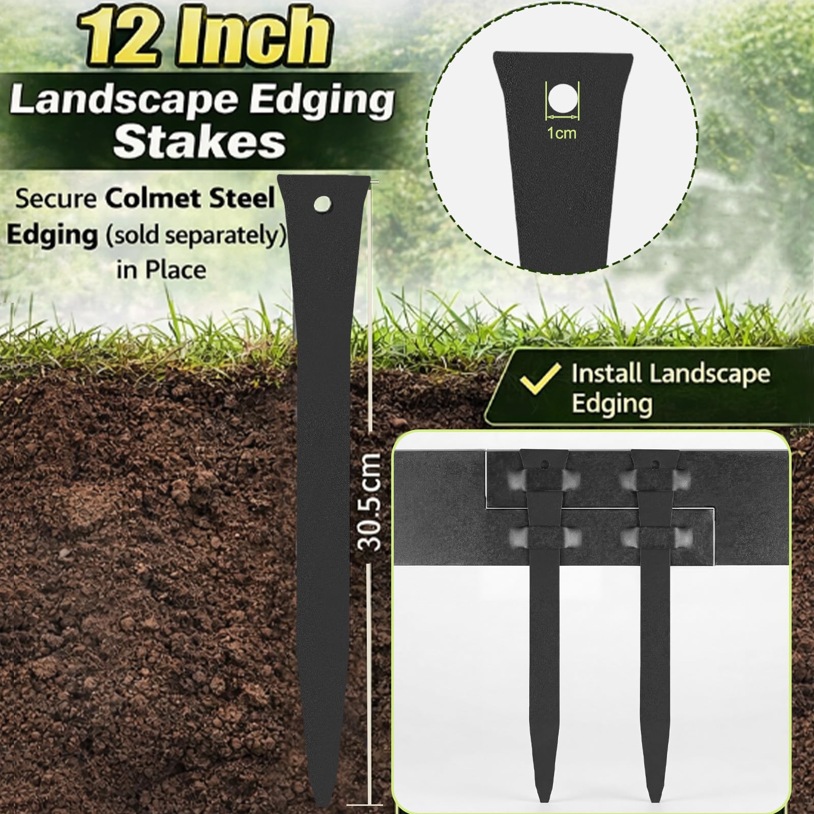 Otoolling close-up tapered tip for easy ground penetration and secure hold