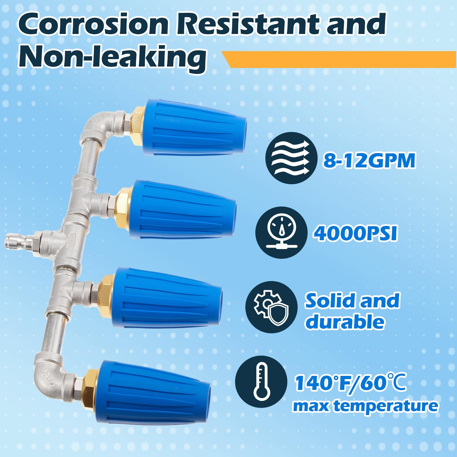 Otoolling nozzle internal brass and stainless components highlighting corrosion resistance