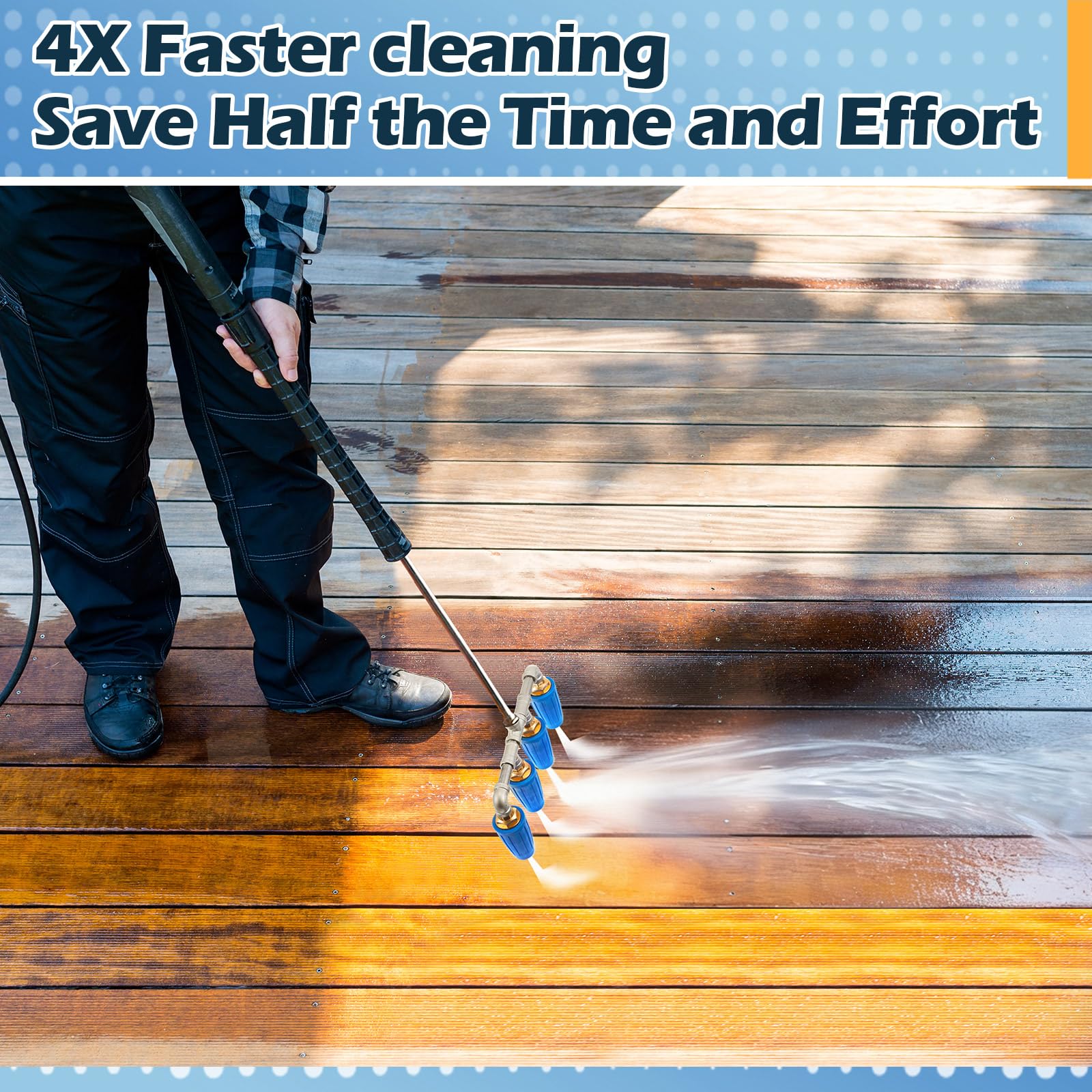 Otoolling turbo nozzle cleaning a driveway to show powerful 4000 PSI grime removal