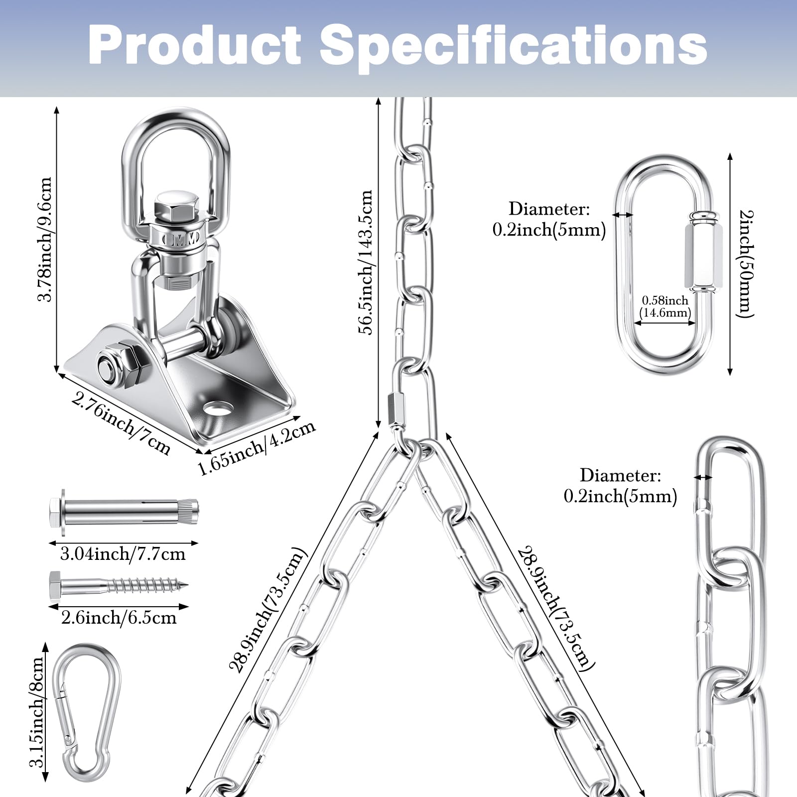 Otoolling close-up of zinc-plated Y-chain showing heavy-duty links and corrosion resistance