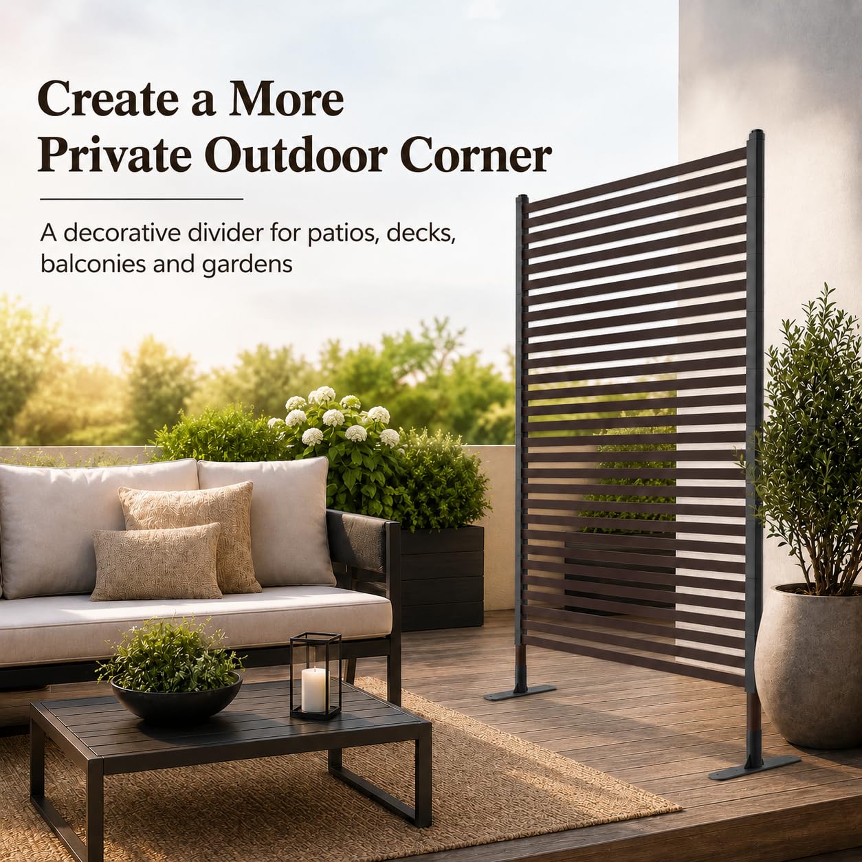 OTOSUNNY in patio lifestyle scene enhancing privacy and outdoor ambiance