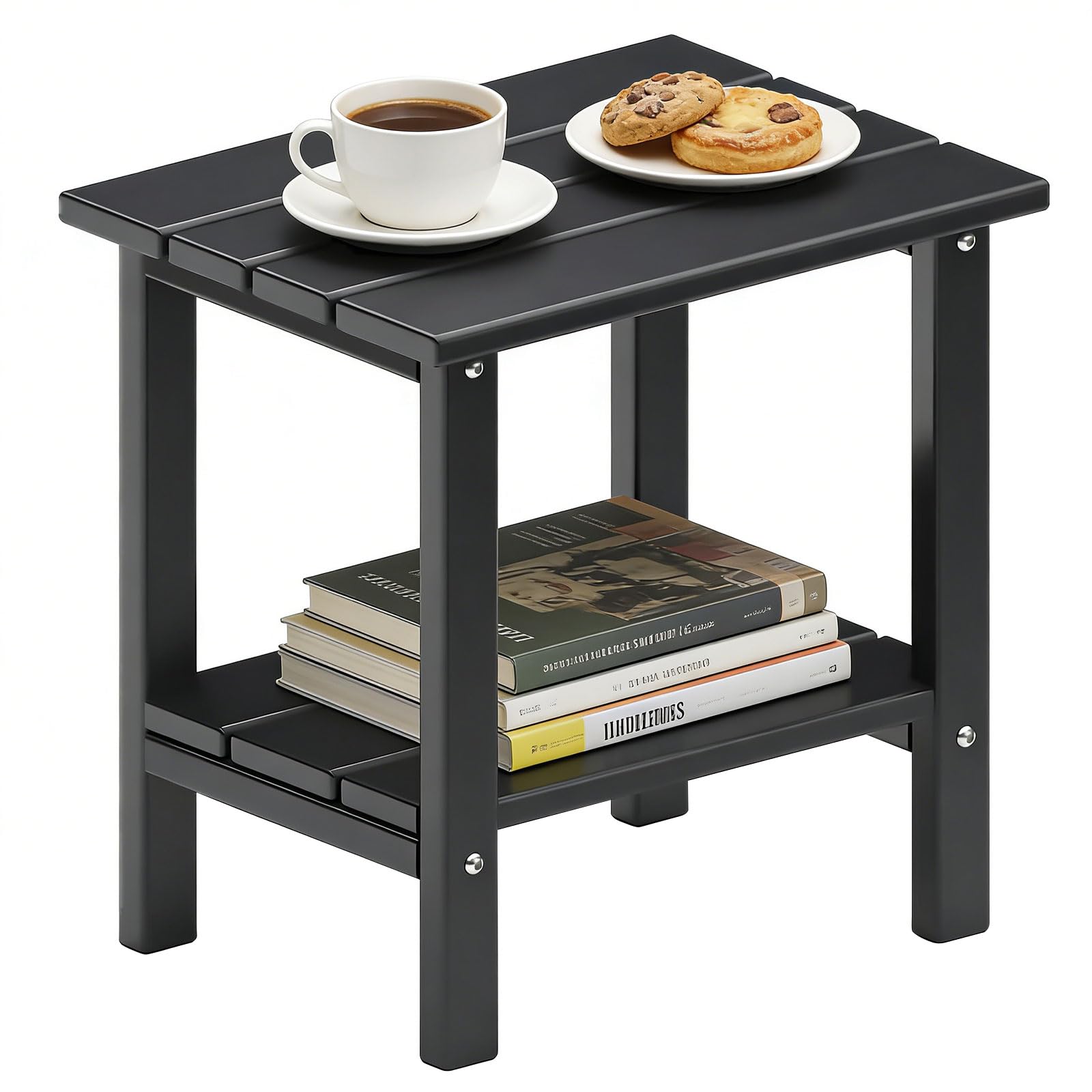 OTSUN front view of 16-inch HDPE side table showing durable weatherproof surface and balance