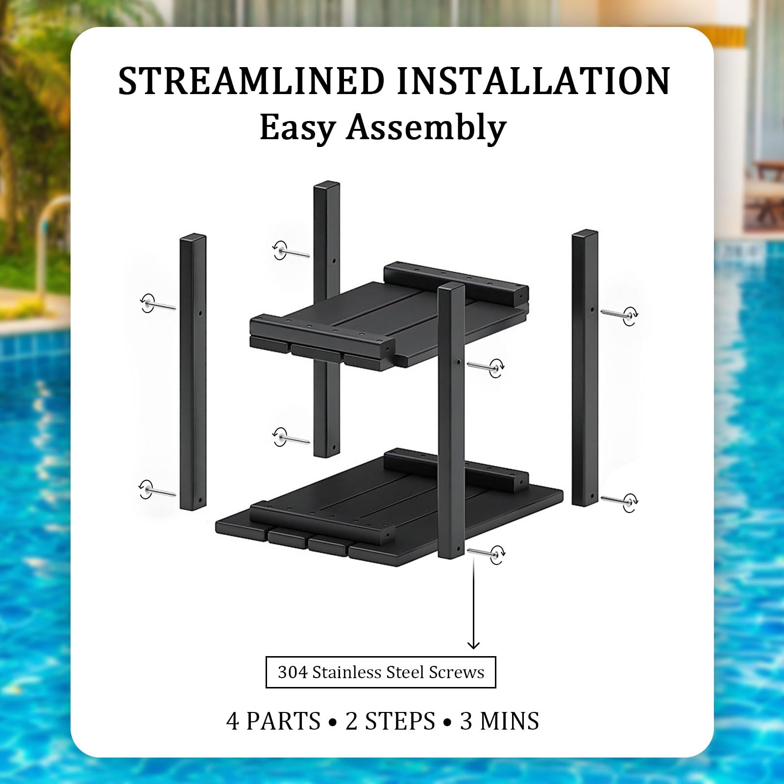 OTSUN poolside lifestyle scene conveying weather-resistant table for relaxed outdoor entertaining