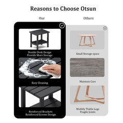 OTSUN lower shelf detail demonstrating extra storage and heavy-duty support for planters