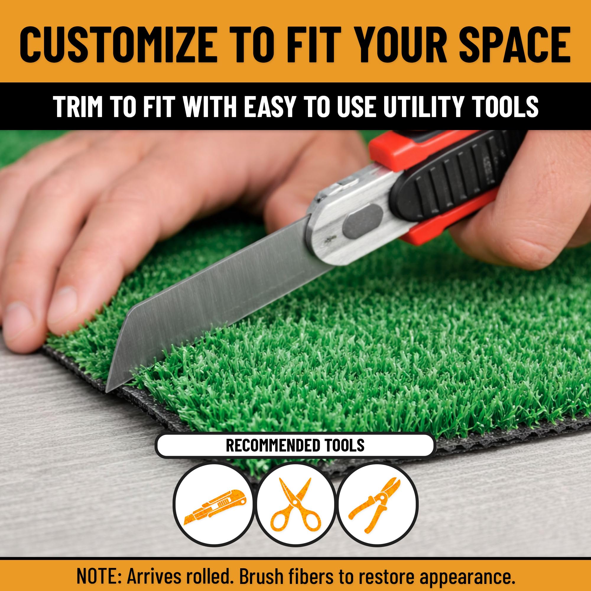Ottomanson turf used in pet play area with toys showing easy cleaning and pet-friendly surface