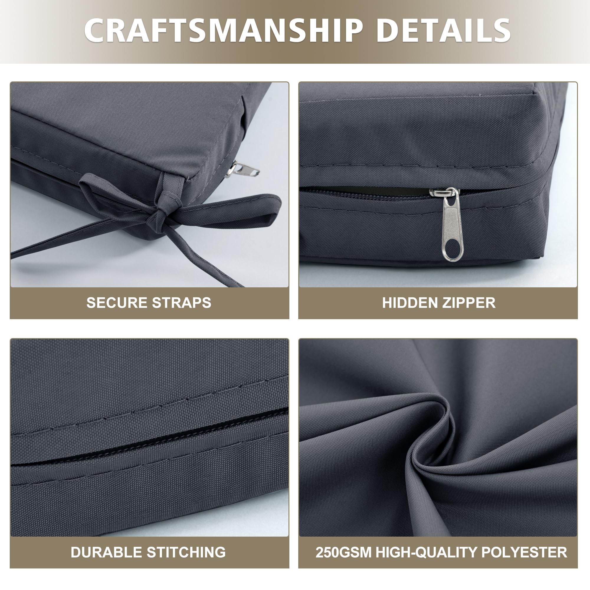 Ottowood chair installation ties securing cushion in place to prevent slipping