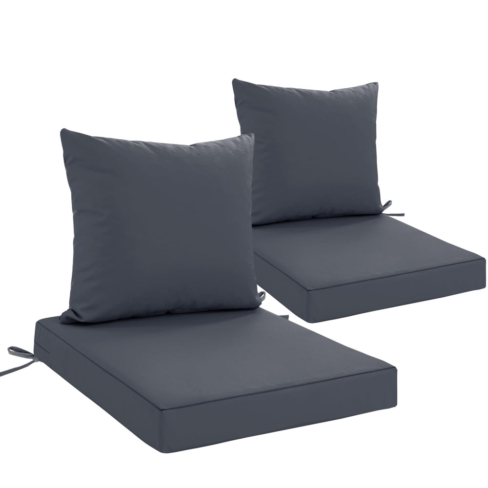 Ottowood front view of two dark grey 24x24 cushions showing neat finish and symmetry