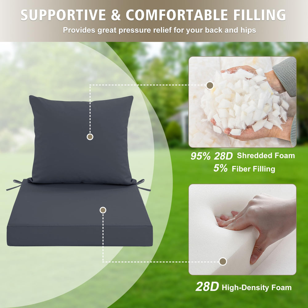 Ottowood cushion on chair demonstrating true 24x24 scale for deep seats