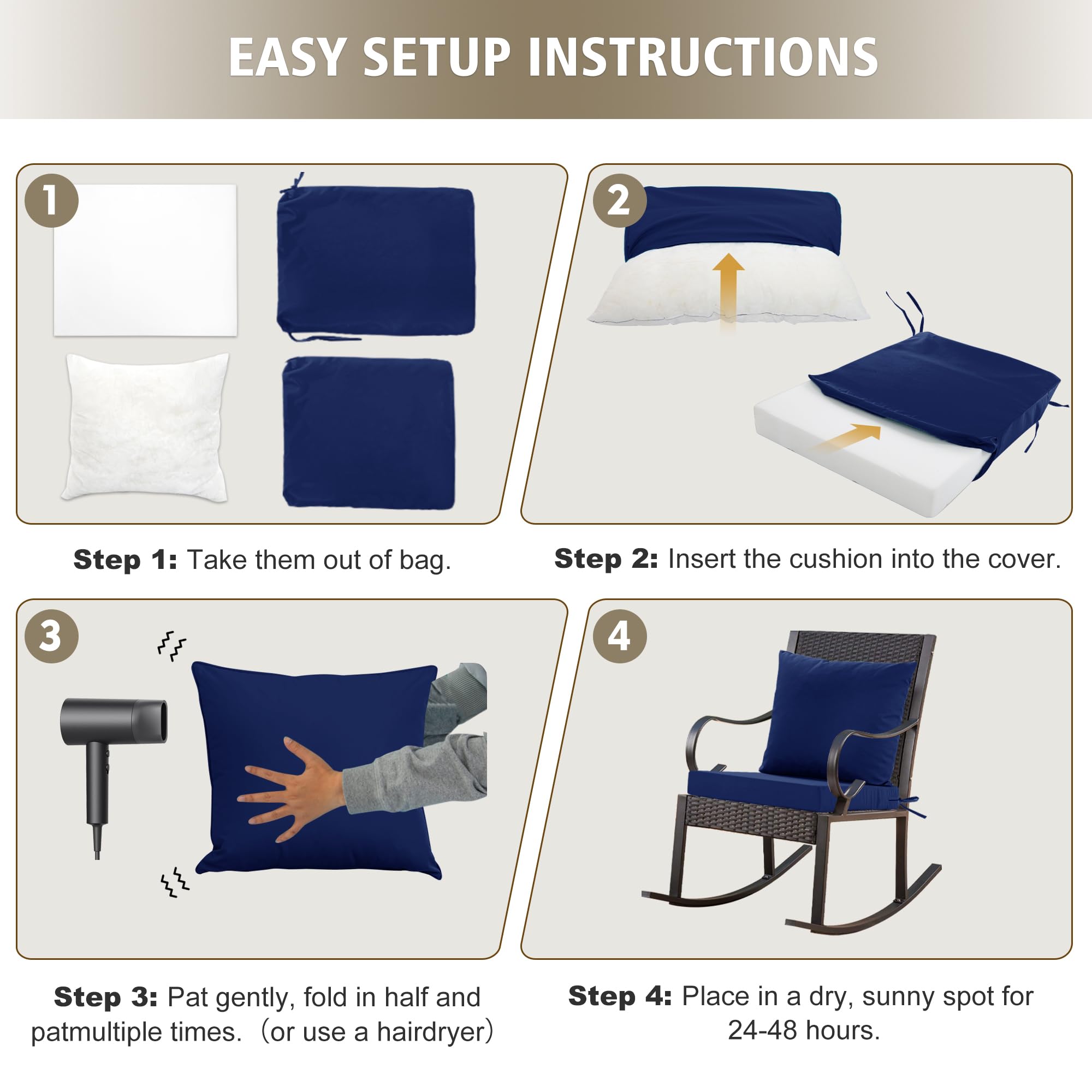 Ottowood tie straps fastened to chair keeping cushions securely in place