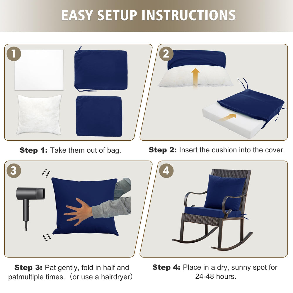 Ottowood tie straps fastened to chair keeping cushions securely in place