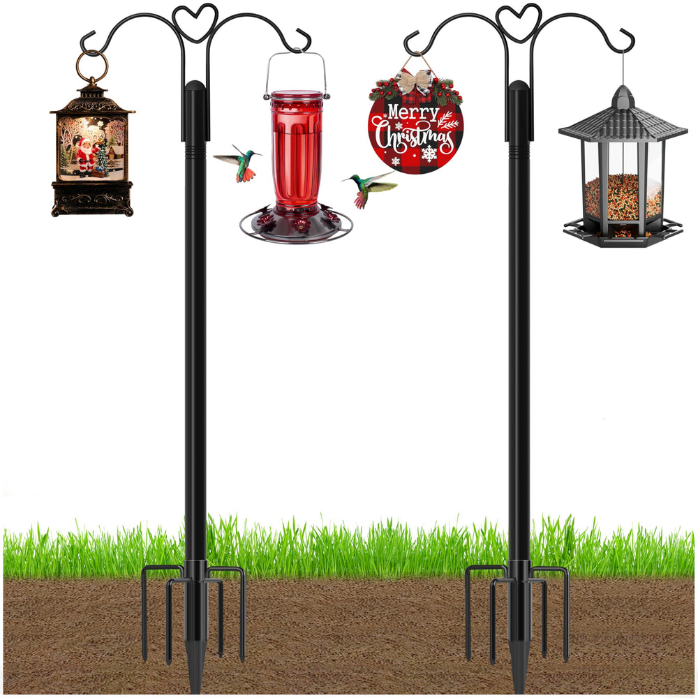 Ottsuls shepherd hooks front view showing two 76 inch poles and stable base, durable display