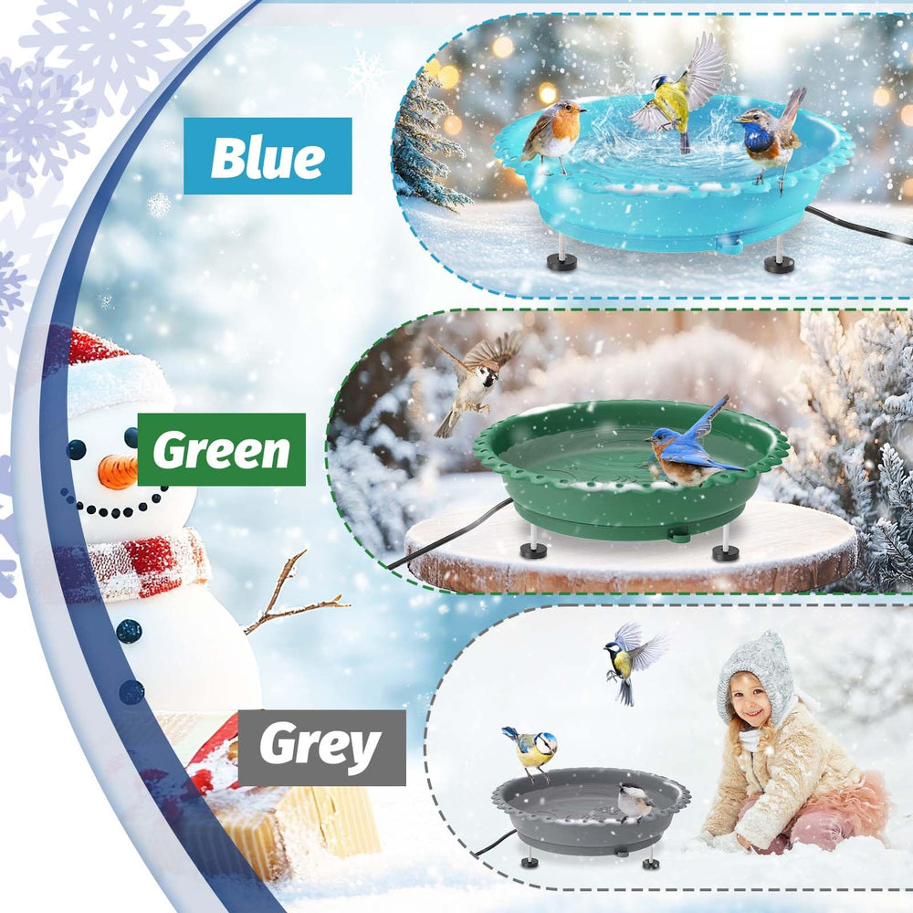 Ouinis heated bird bath placed in garden showing seasonal outdoor use benefit