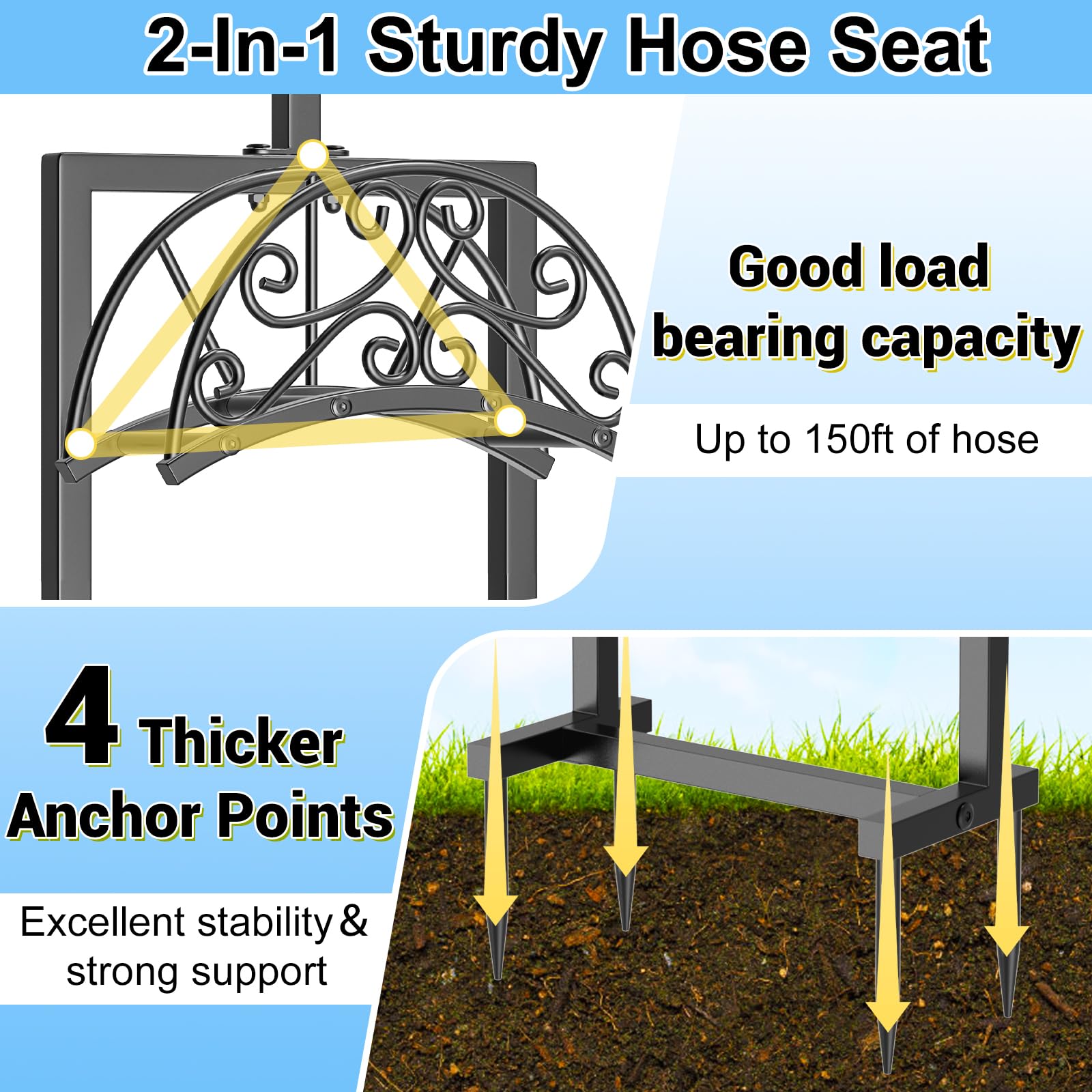 Ouinis shepherd hook detail with hanging nozzle illustrating convenient storage