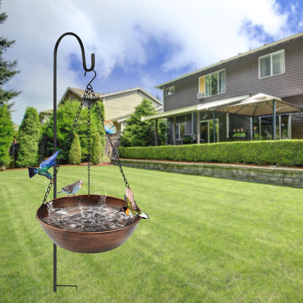 OUISJYER bird bath paired with a solar fountain showing gentle water motion attraction