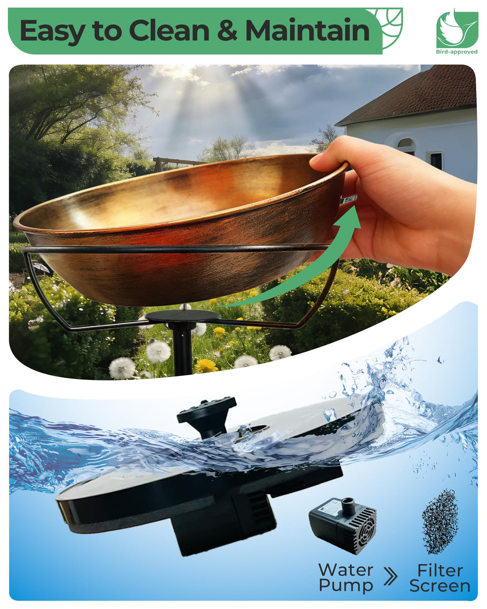 OUISJYER multiple birds bathing illustrating attraction and wildlife-friendly benefit