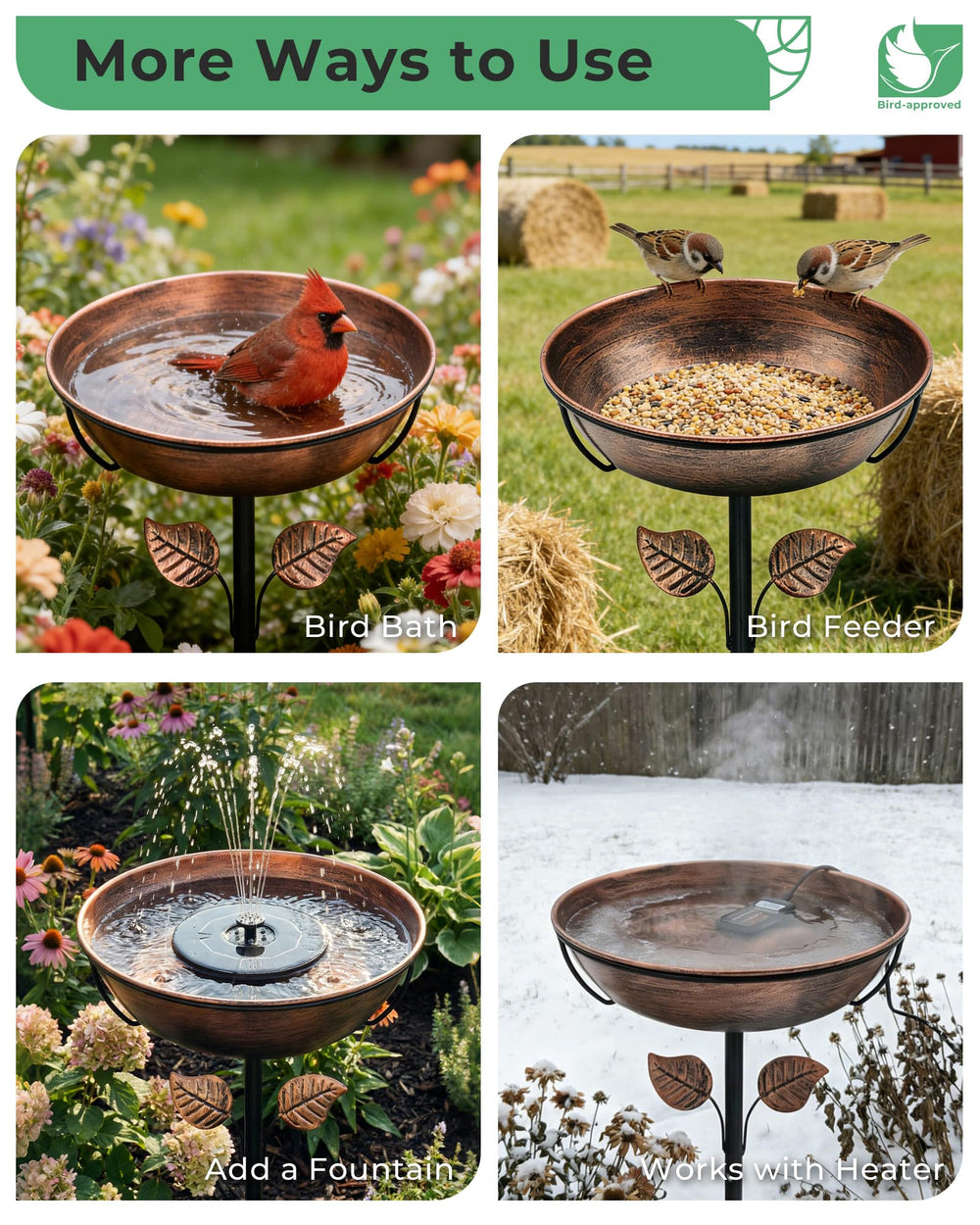 OUISJYER bowl repurposed as feeder with seed attracting more backyard visitors