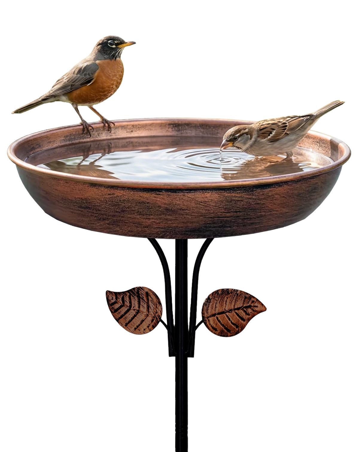 OUISJYER front view shows full bird bath and balanced design for garden appeal