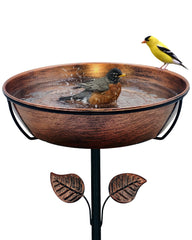 OUISJYER front view of metal bird bath showing stable design and garden appeal