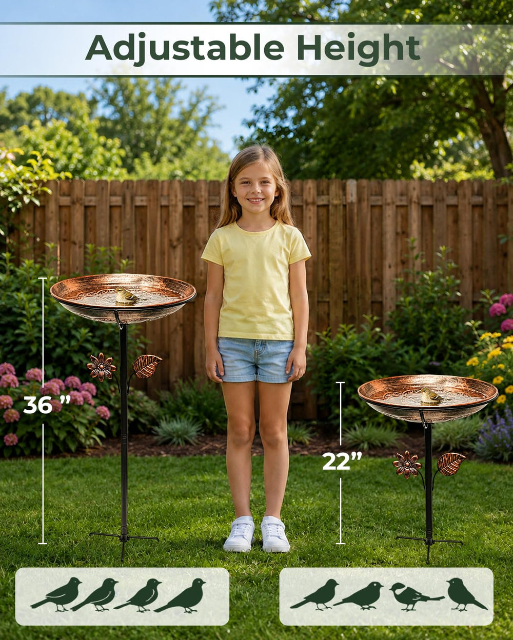 OUISJYER adjustable height setup showing three configuration options
