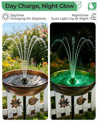 OUISJYER LED-lit water spray at night creating a glowing backyard focal point