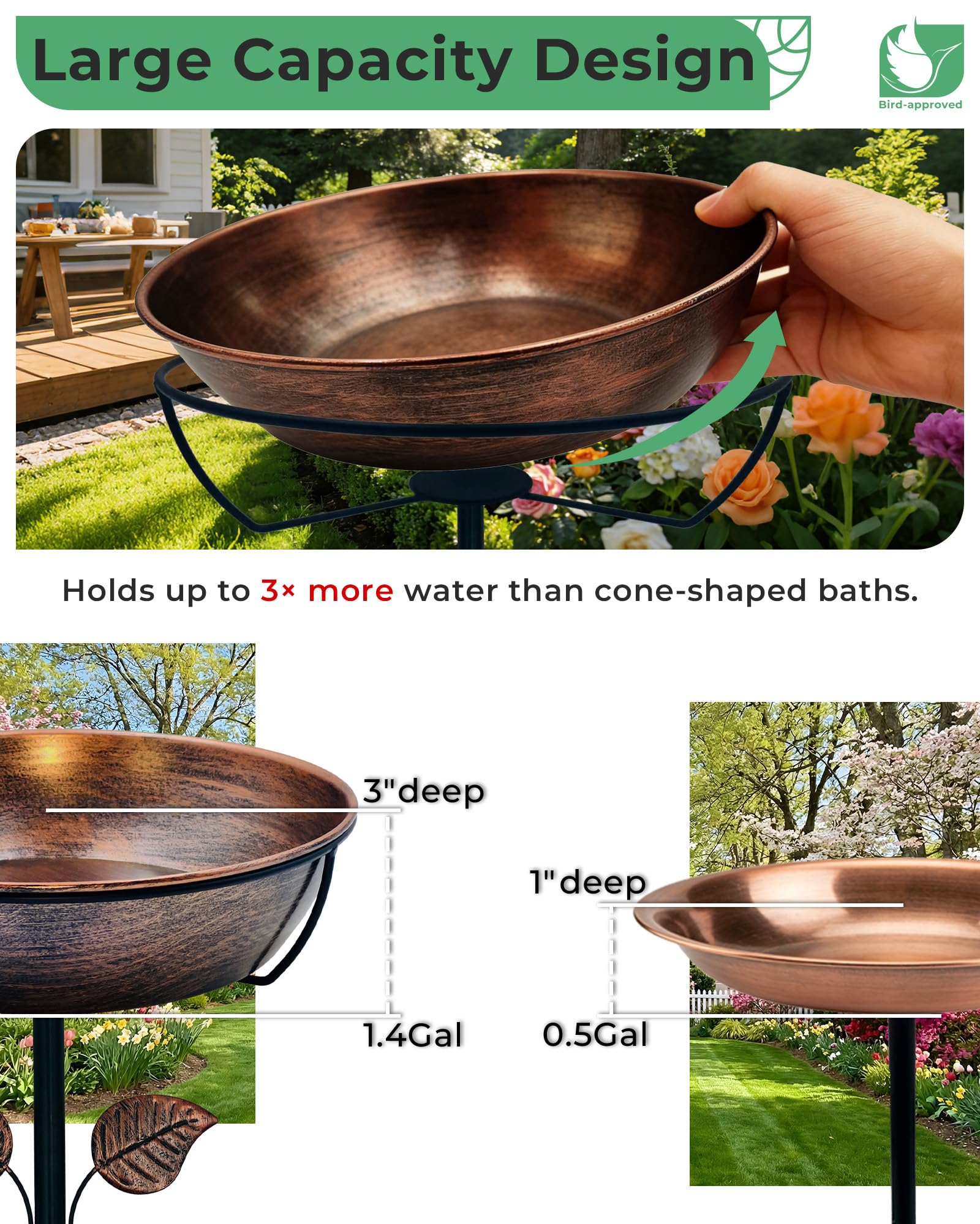 OUISJYER removable 13-inch bowl close-up for easy cleaning and refilling benefit